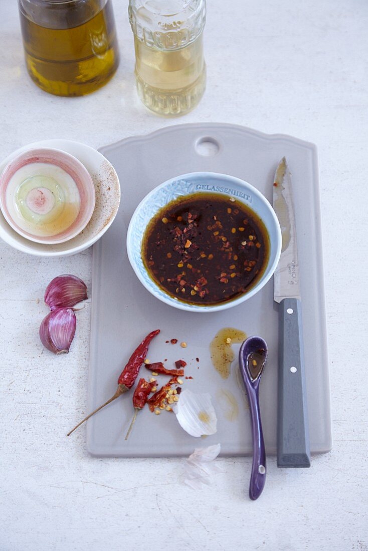 Homemade tomato and fig sauce with chilli