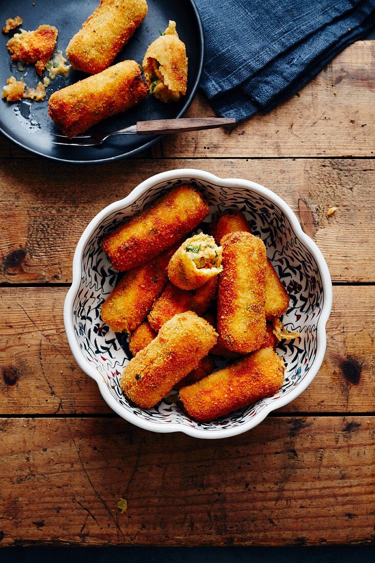 Kichererbsen-Kartoffelkroketten mit Koriander (Türkei)