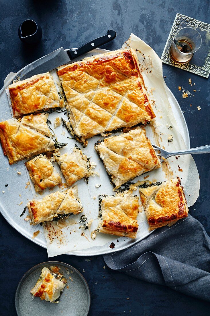 Spinach börek with olives and sheep's cheese (Turkey)