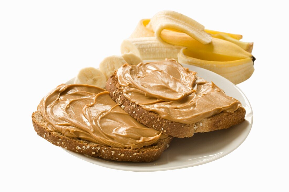 Erdnussbutterbrot mit Banane