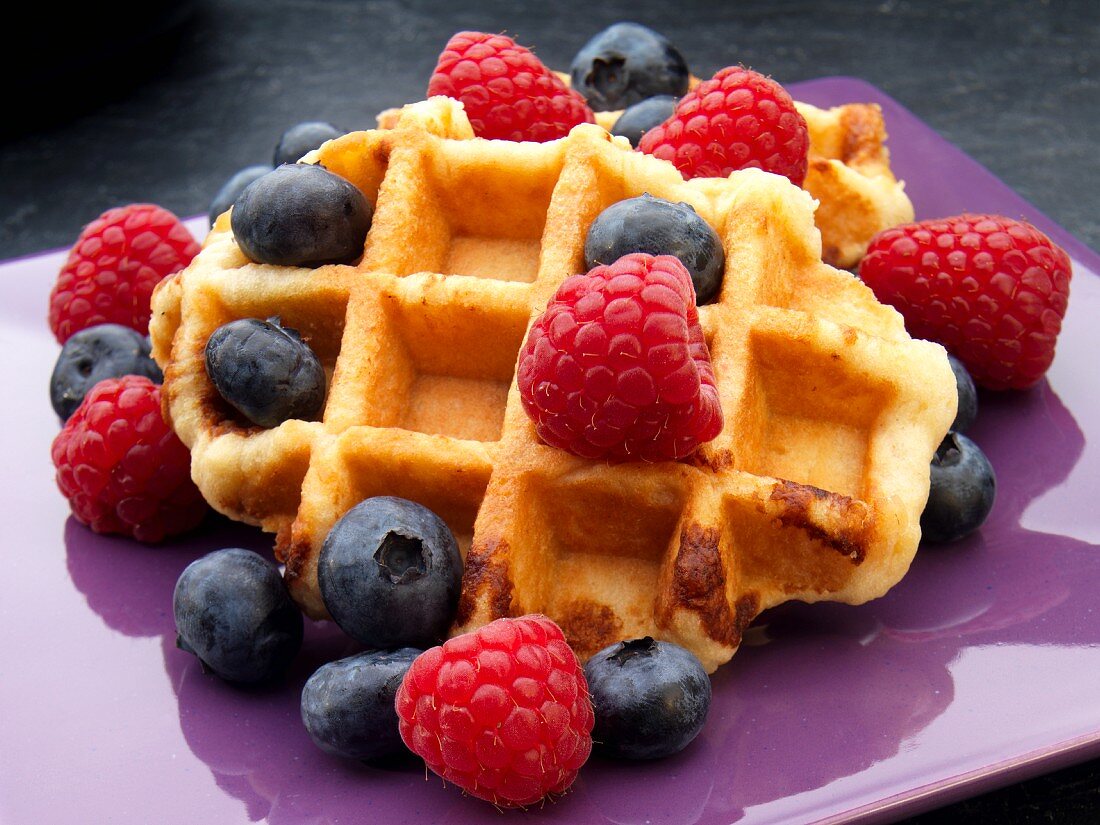 Waffles with fresh berries