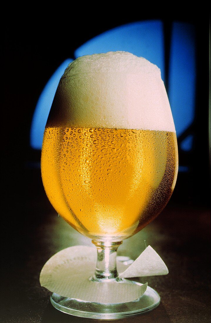 A Glass of Beer with Foam