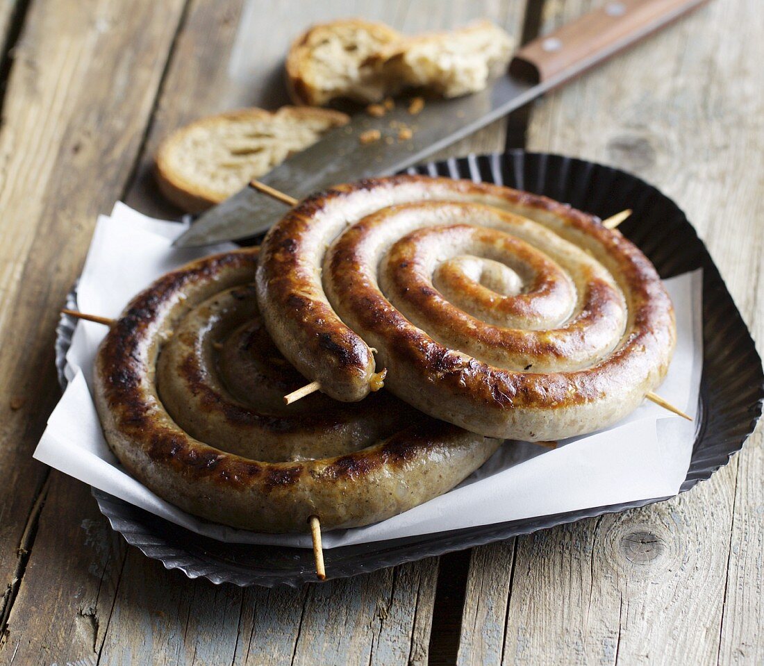 Homemade South African spiral sausages