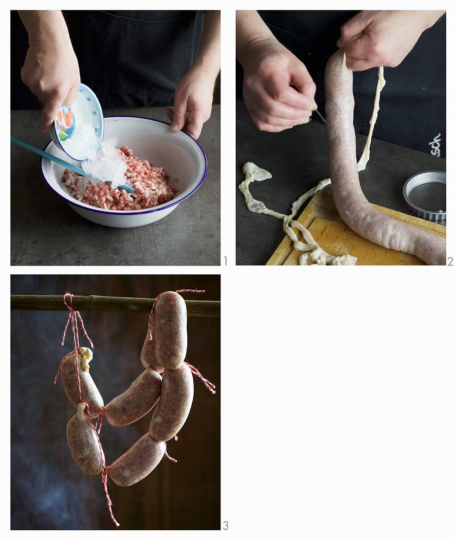 Regensburg sausages being made