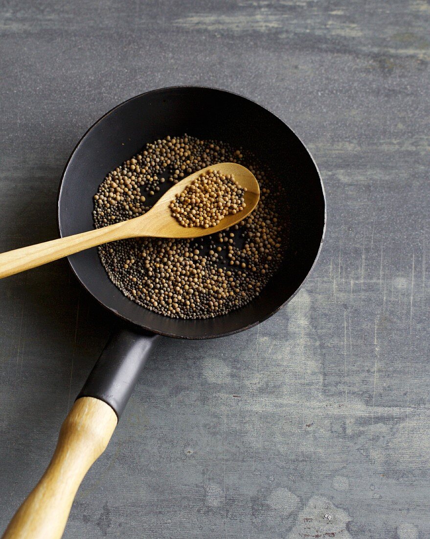 A pan of roasted coriander seeds