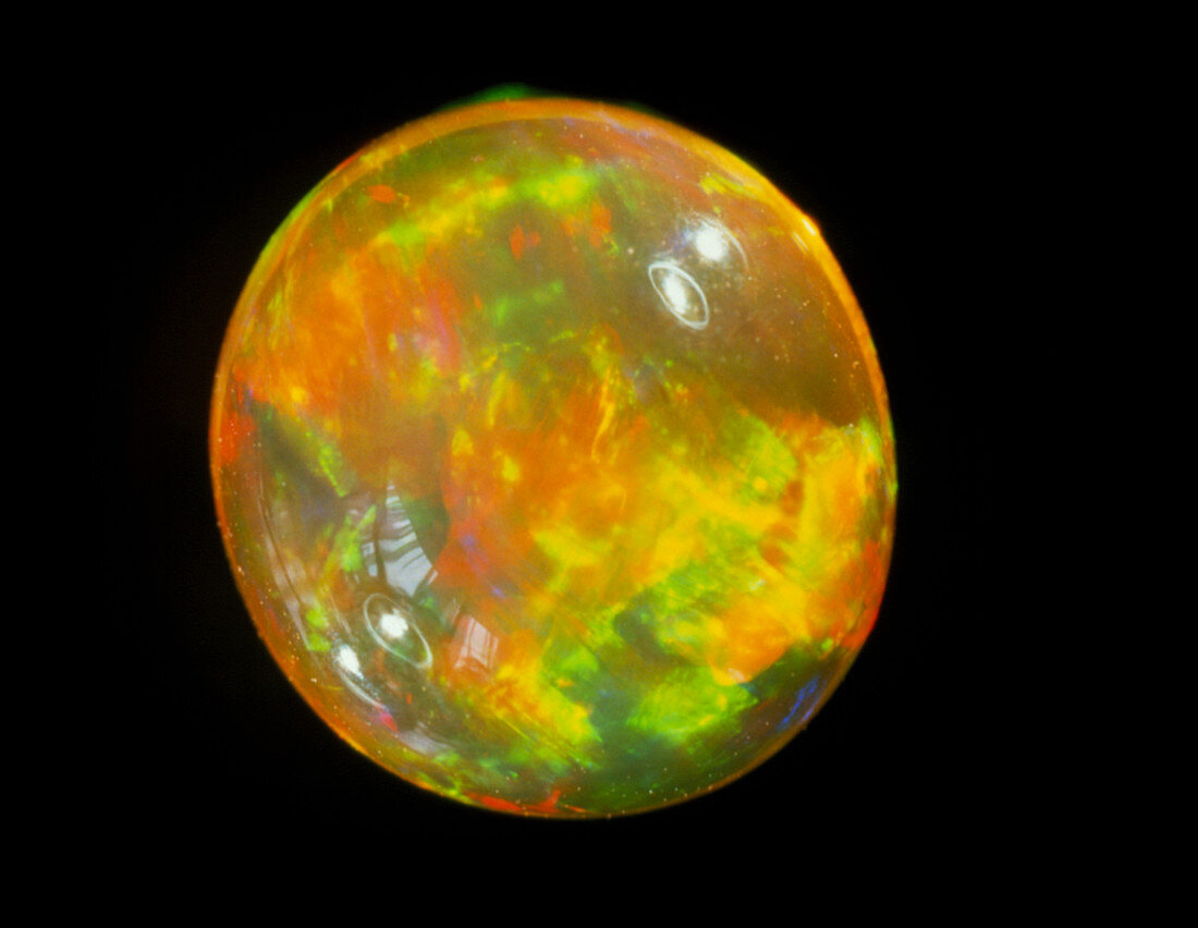A cut and polished fire opal