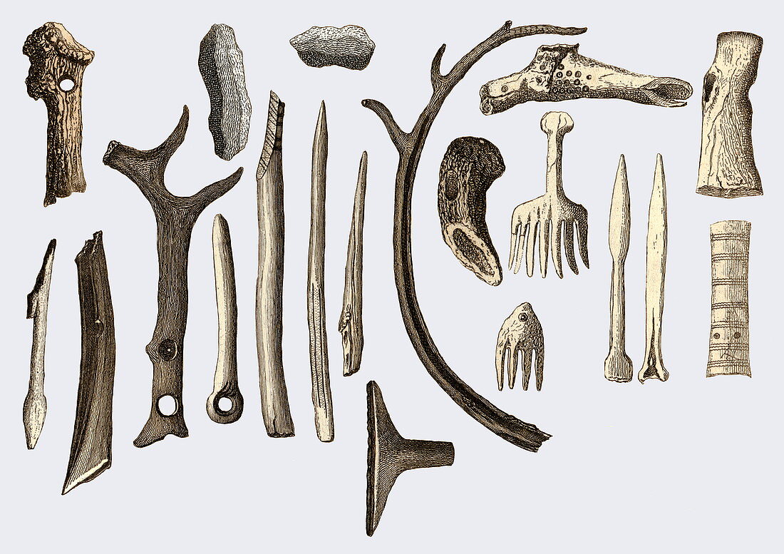 Prehistoric reindeer bone tools