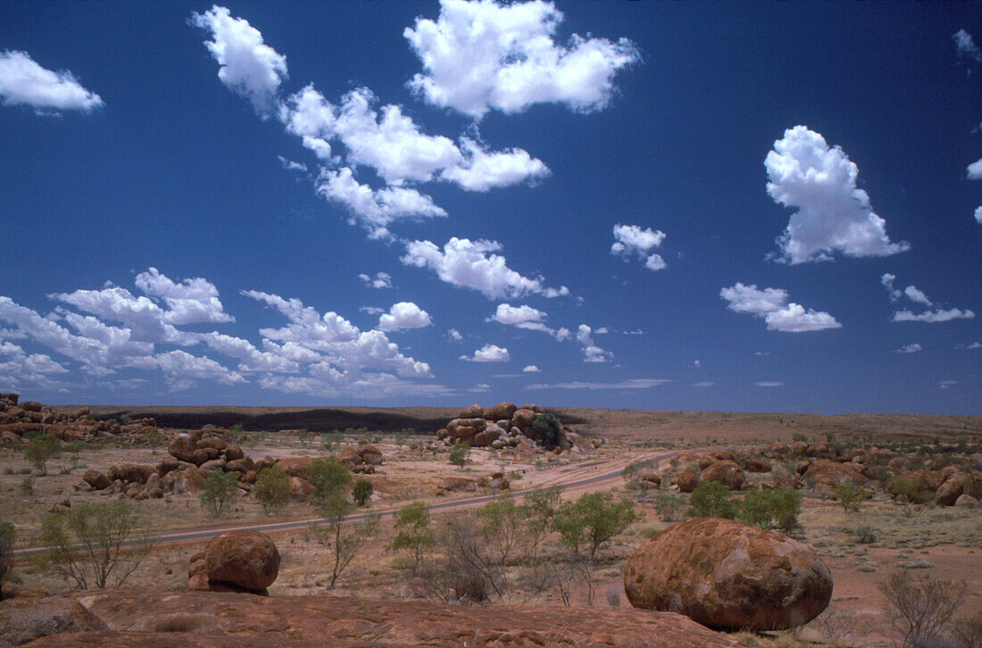Devil's marble rocks in Australian landscape