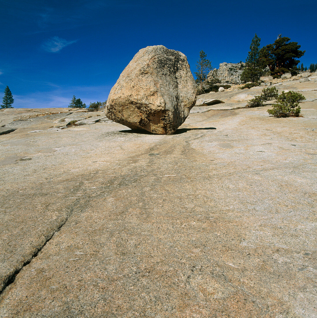 Eroded boulder of granite rock at Yosemite Park