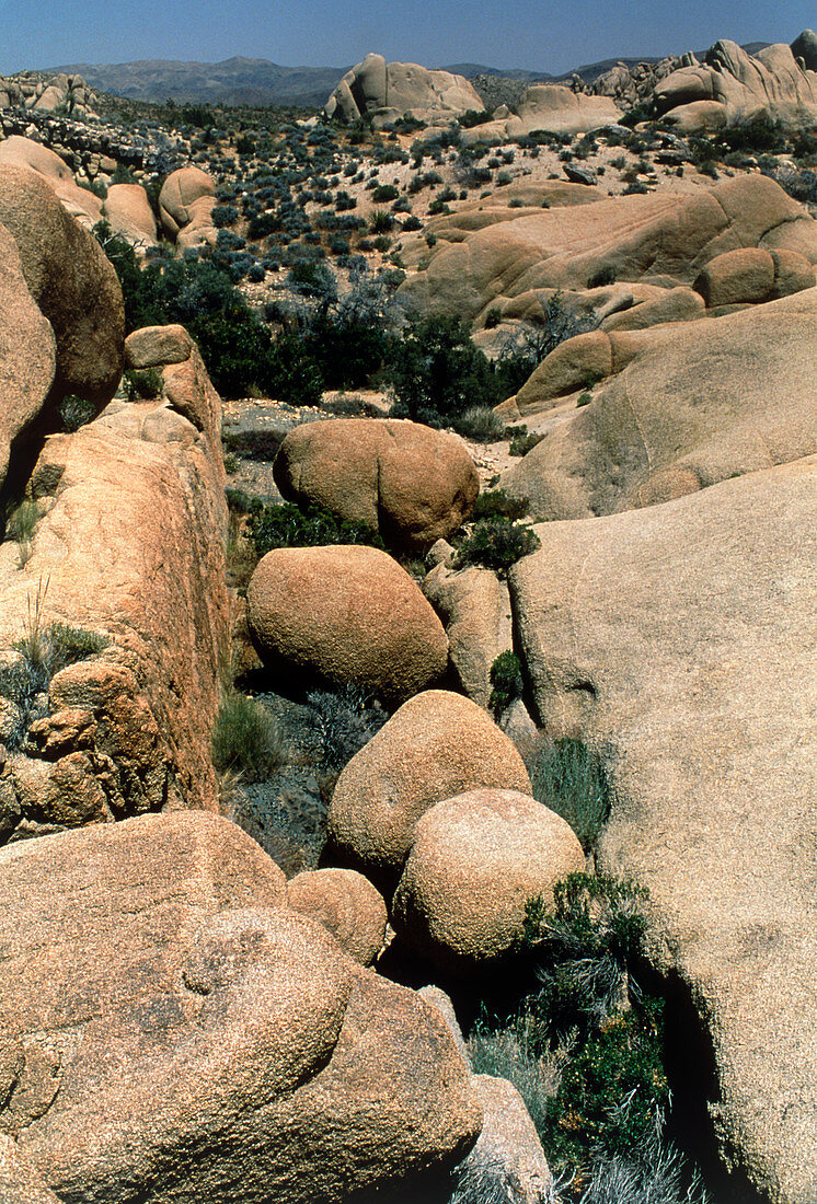 Granite rock exposed to spheroidal weathering