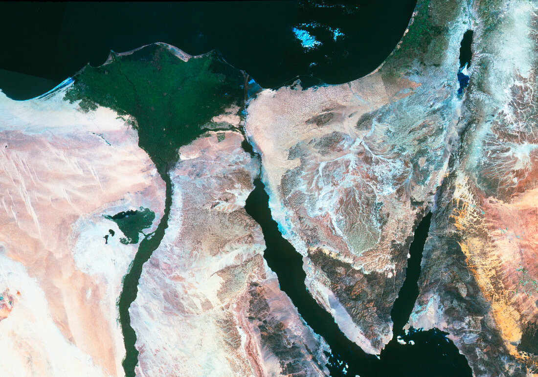 True-colour satellite image of the Nile Delta