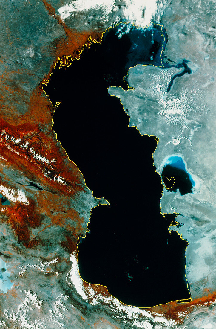 Infrared satellite image of the Caspian Sea