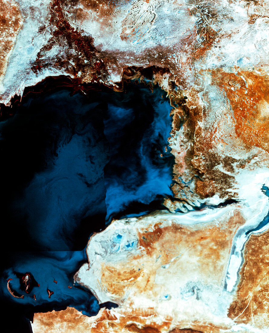 Infrared satellite image of the Caspian Sea