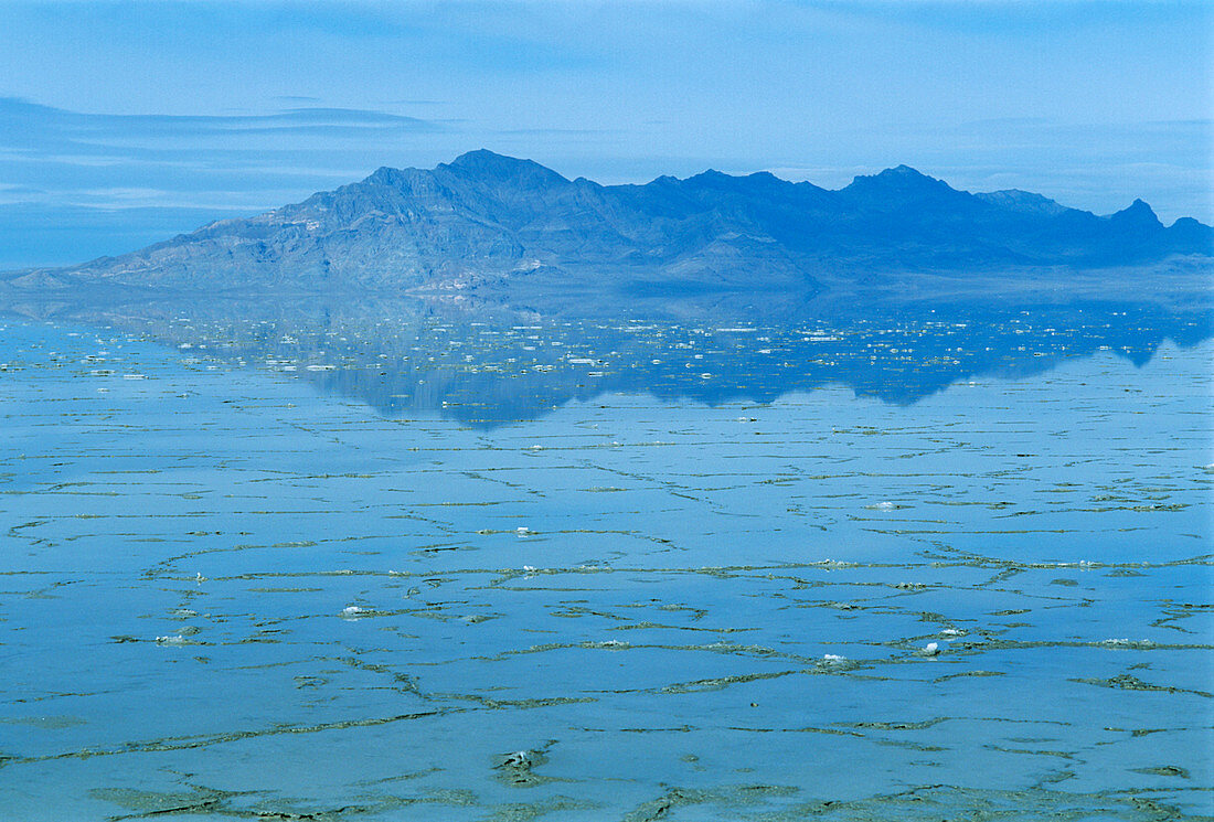 Salt flat covered in water