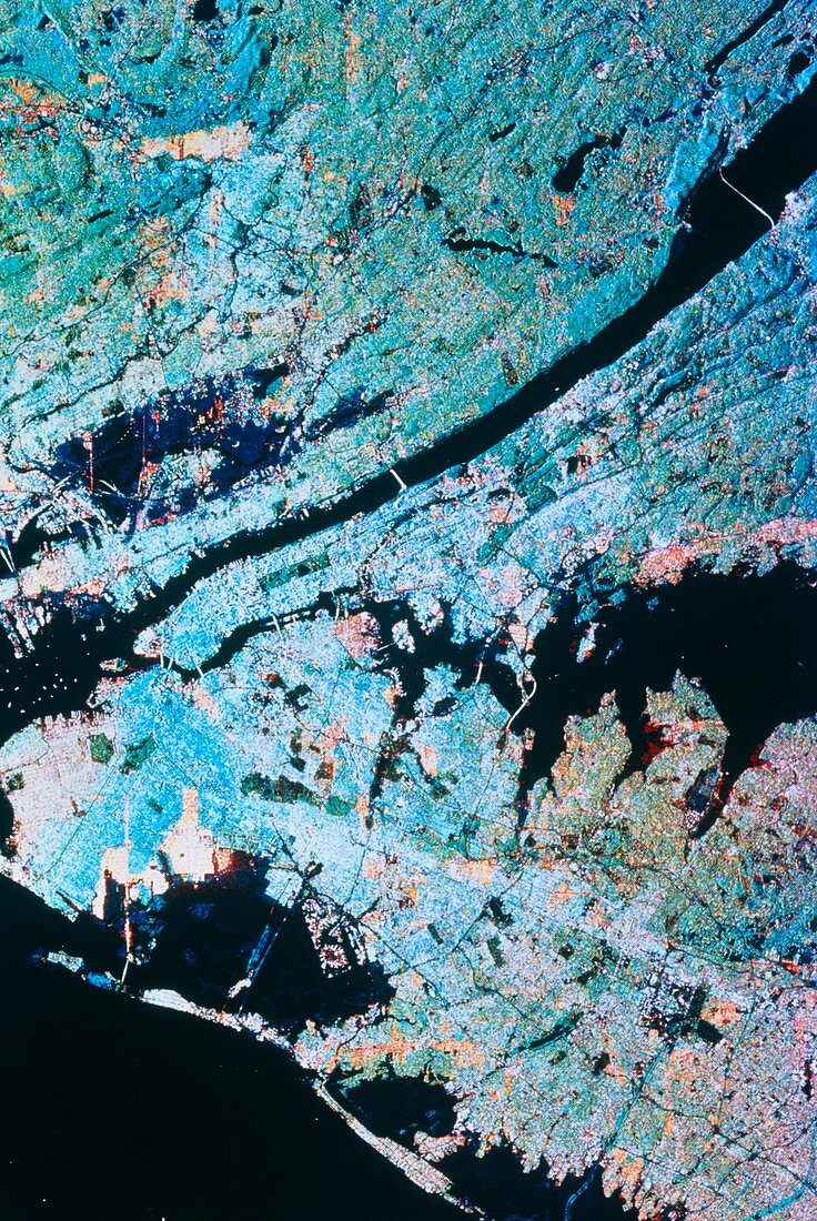 Space radar view of New York City,USA