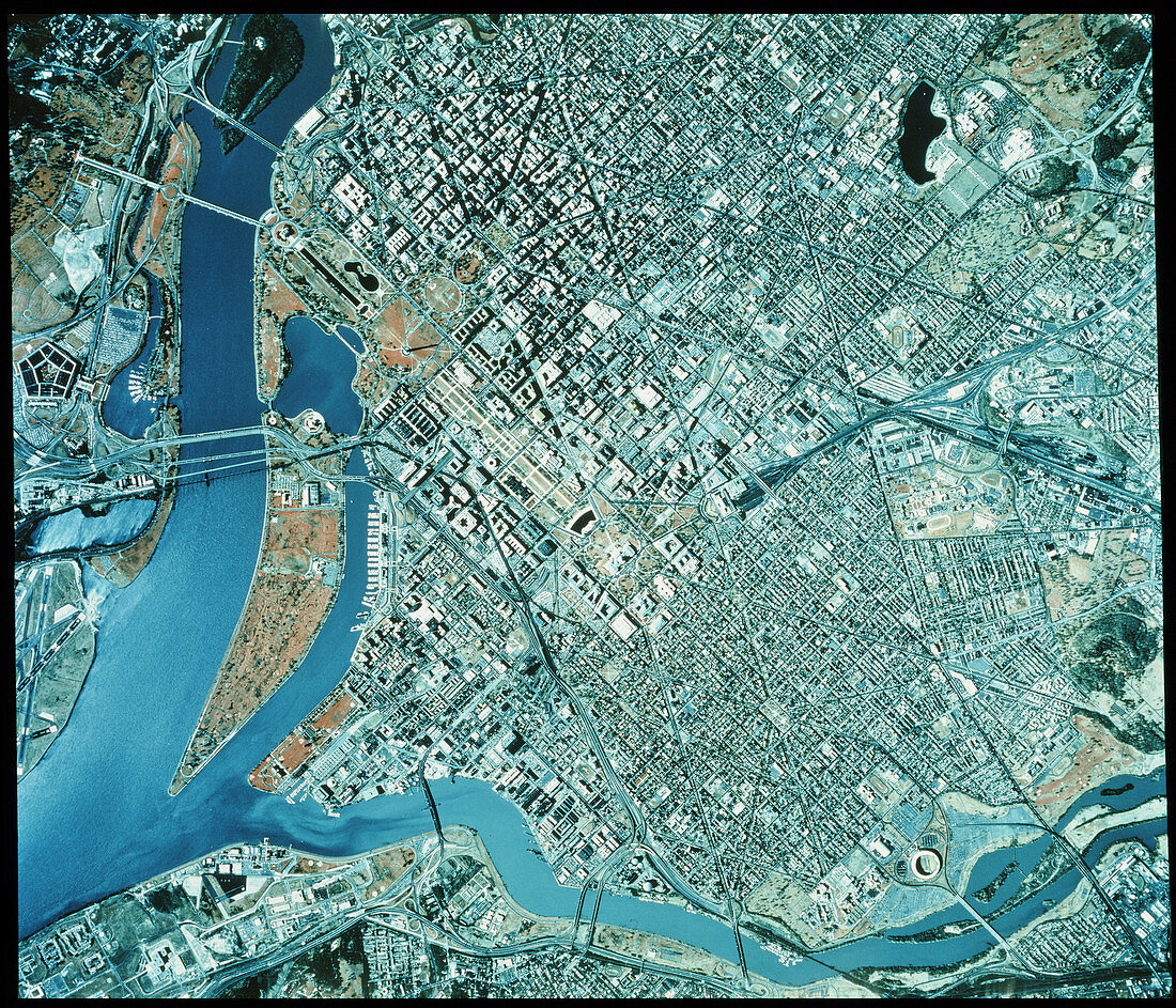Aerial infrared image of Washington DC,USA