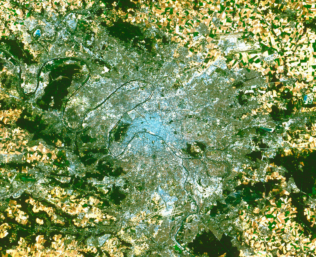 True-colour satellite image of Paris,France