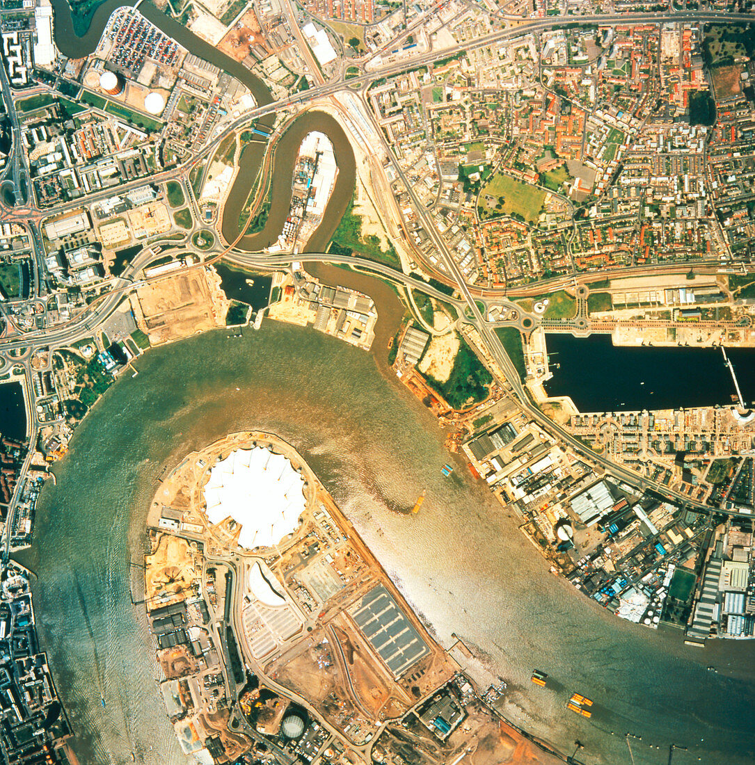 Aerial image of London and its Millennium Dome
