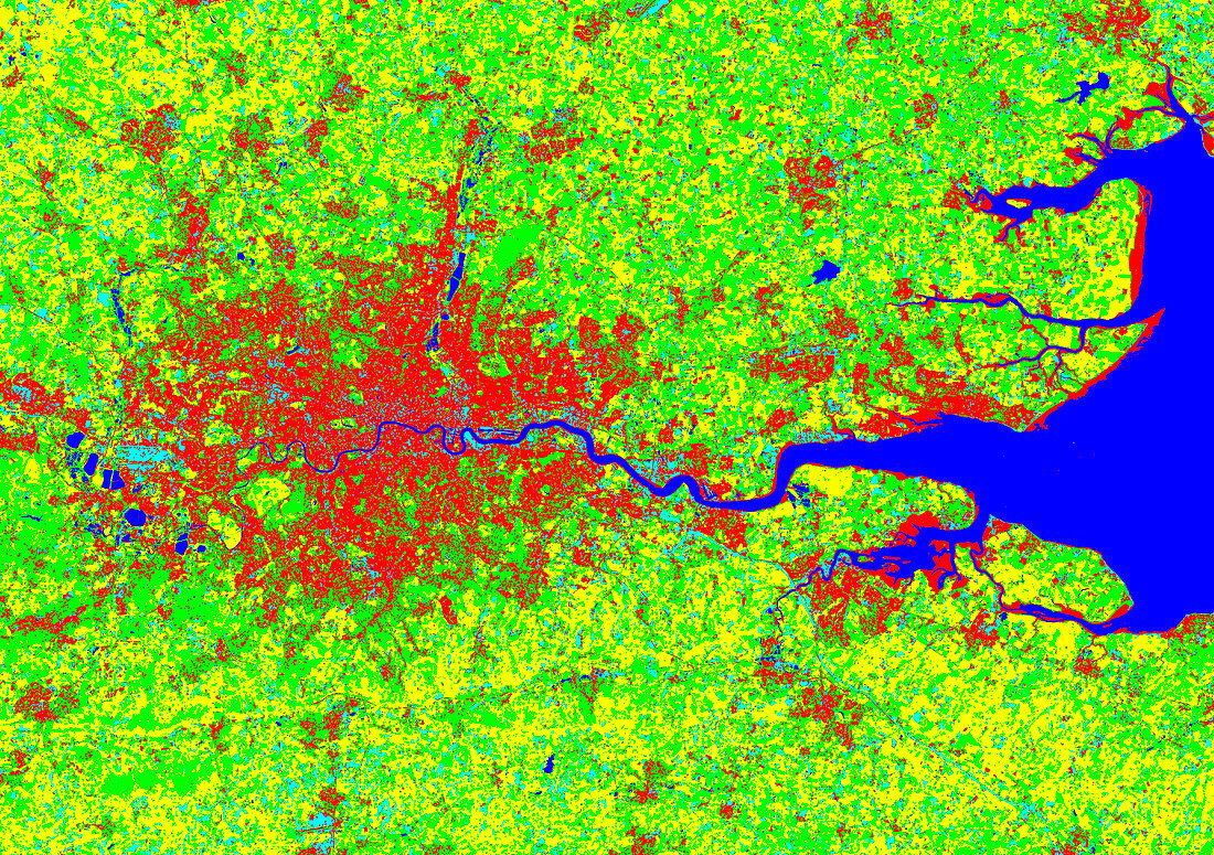 London,coloured satellite image