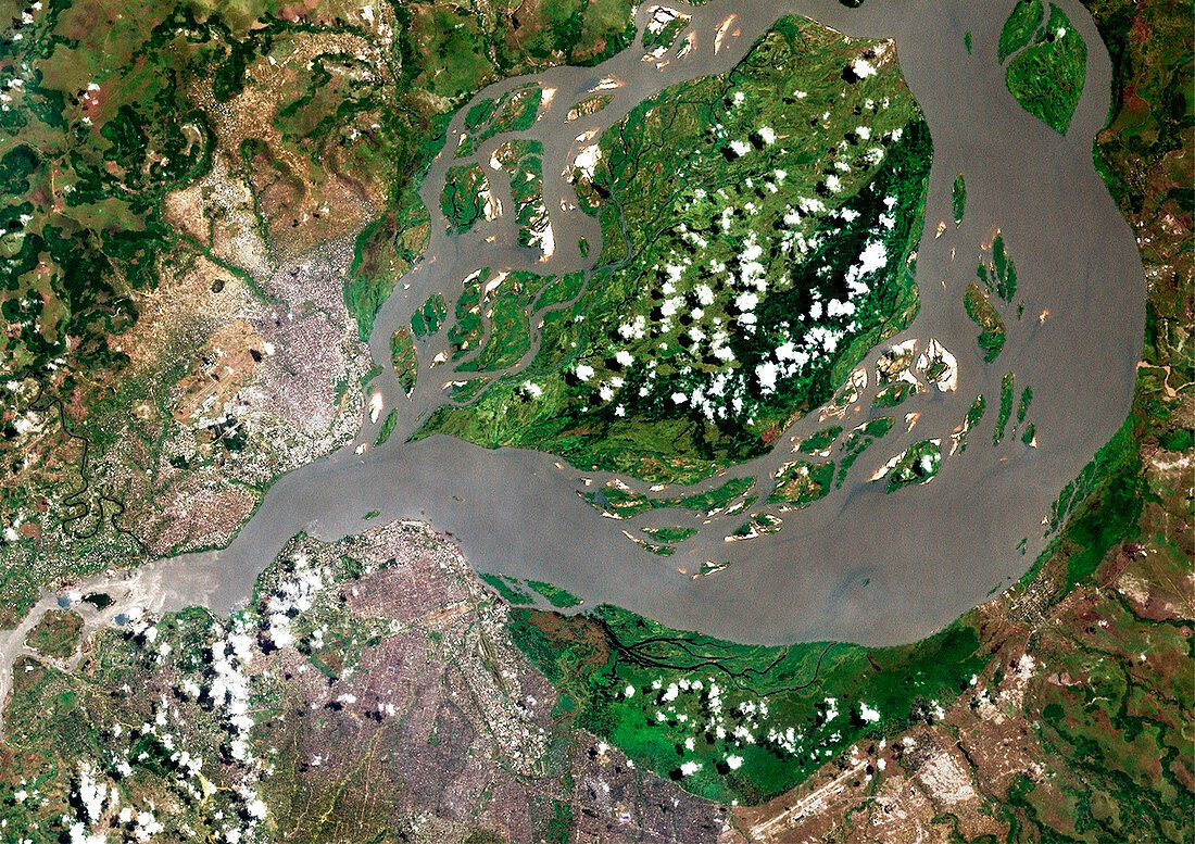 Kinshasa and Brazzaville,satellite image