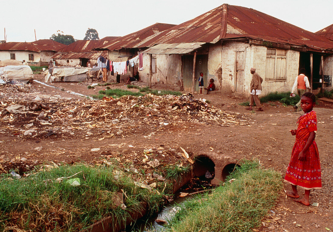 Unsanitary third world shanty town,Pumwani,Kenya