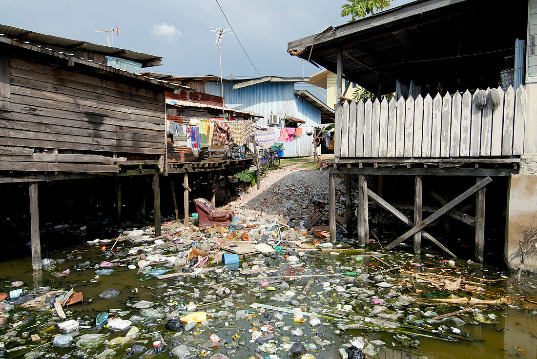 Polluted river by dwellings,Malaysia