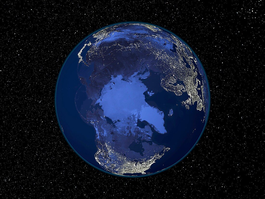 The Arctic at night,satellite image