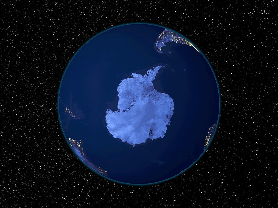 Antarctica at night,satellite image