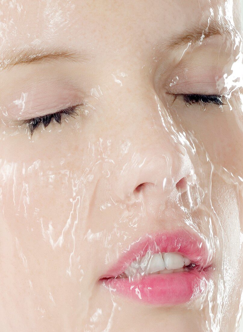 Woman with wet skin