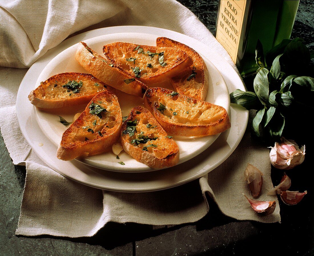 Fettunta (toasted bread with olive oil and garlic, Italy)