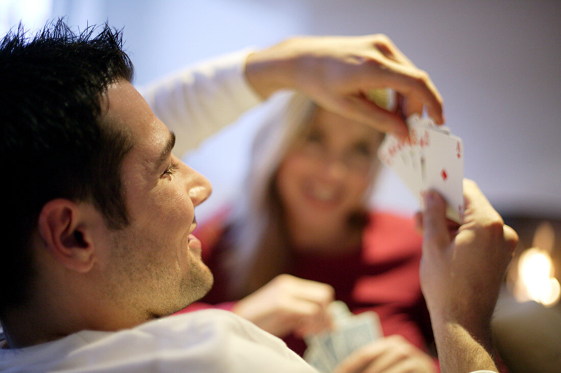 Couple playing cards