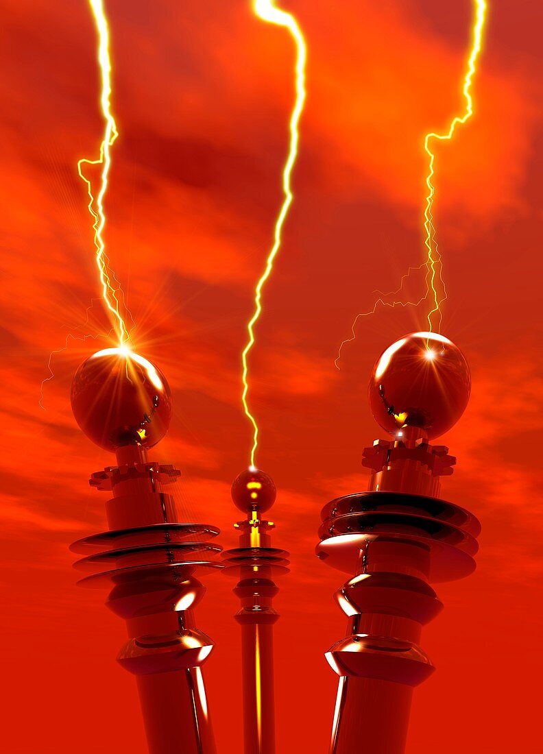 Tesla coils firing,artwork
