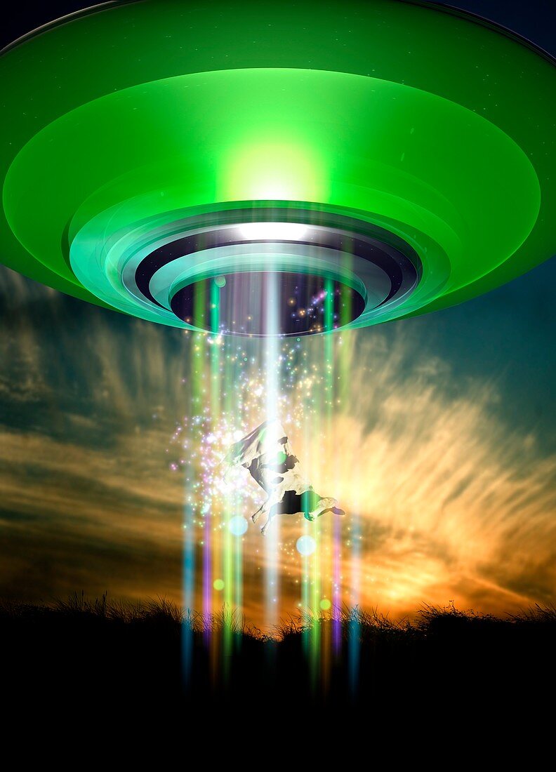 UFO cattle abduction,conceptual artwork