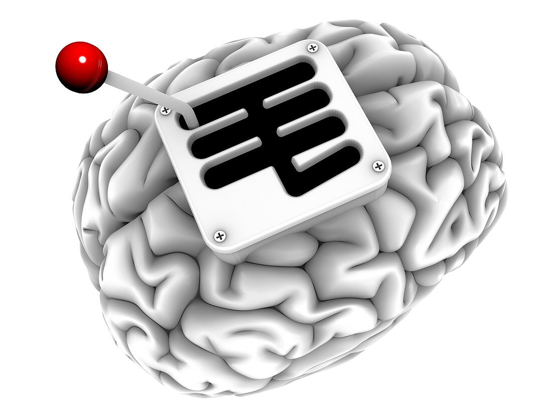 Brain with gearstick,computer artwork