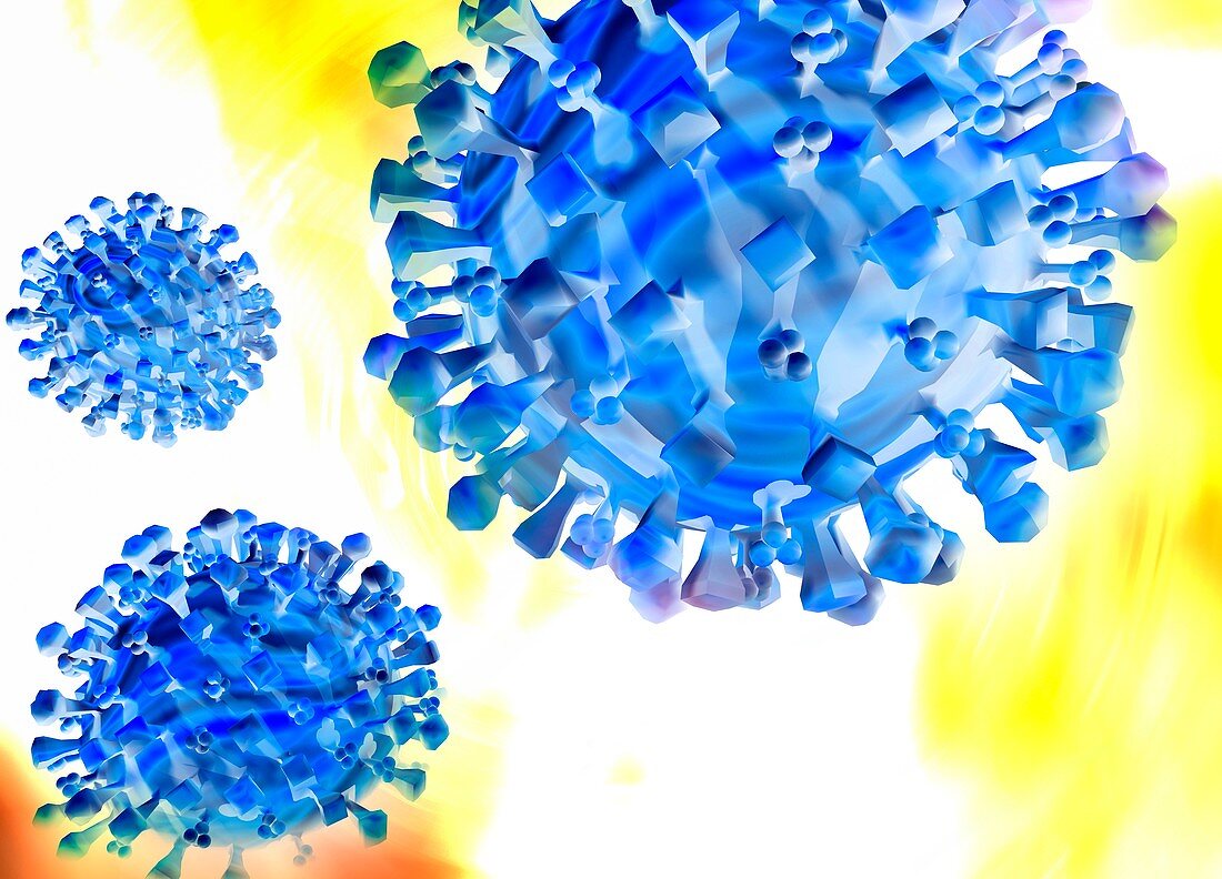 Flu virus particles,artwork