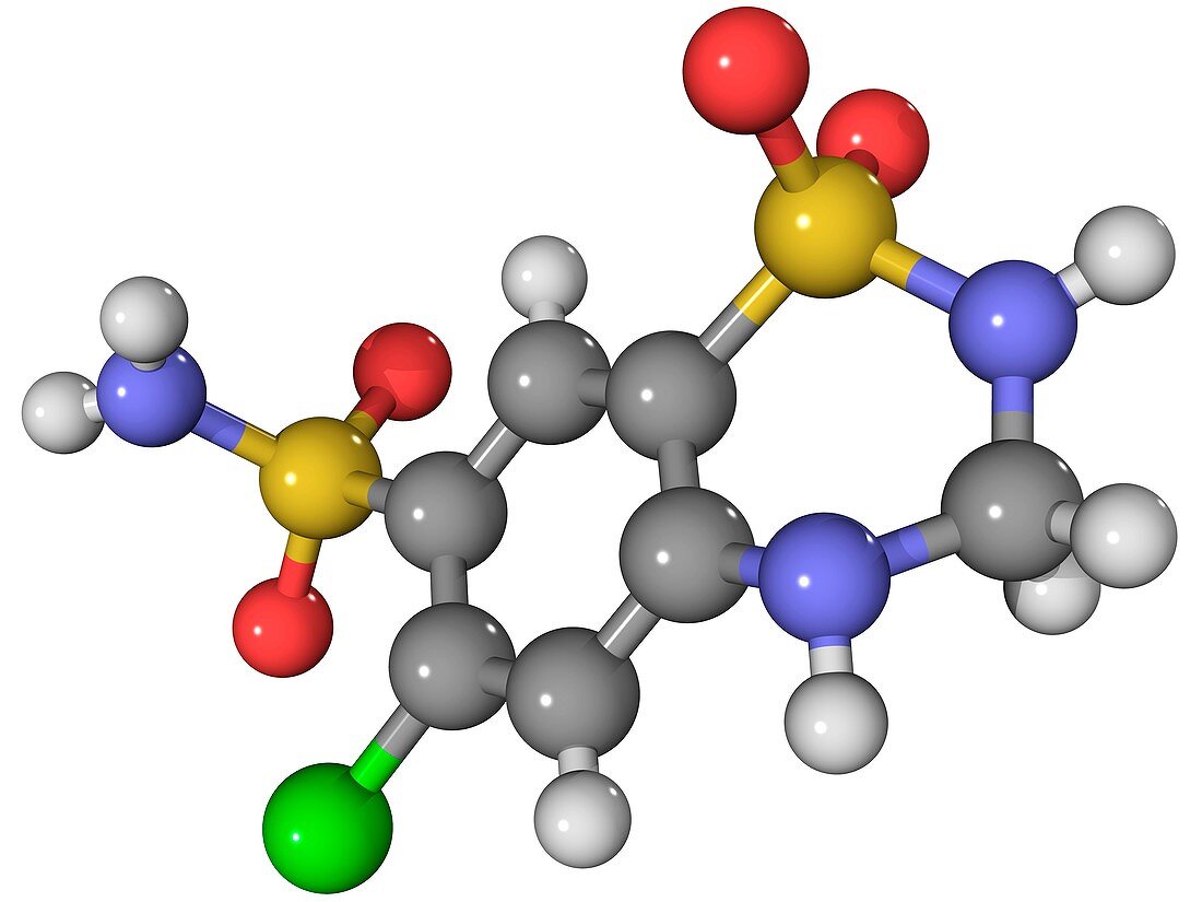 Hydrochlorothiazid diuretic drug molecule