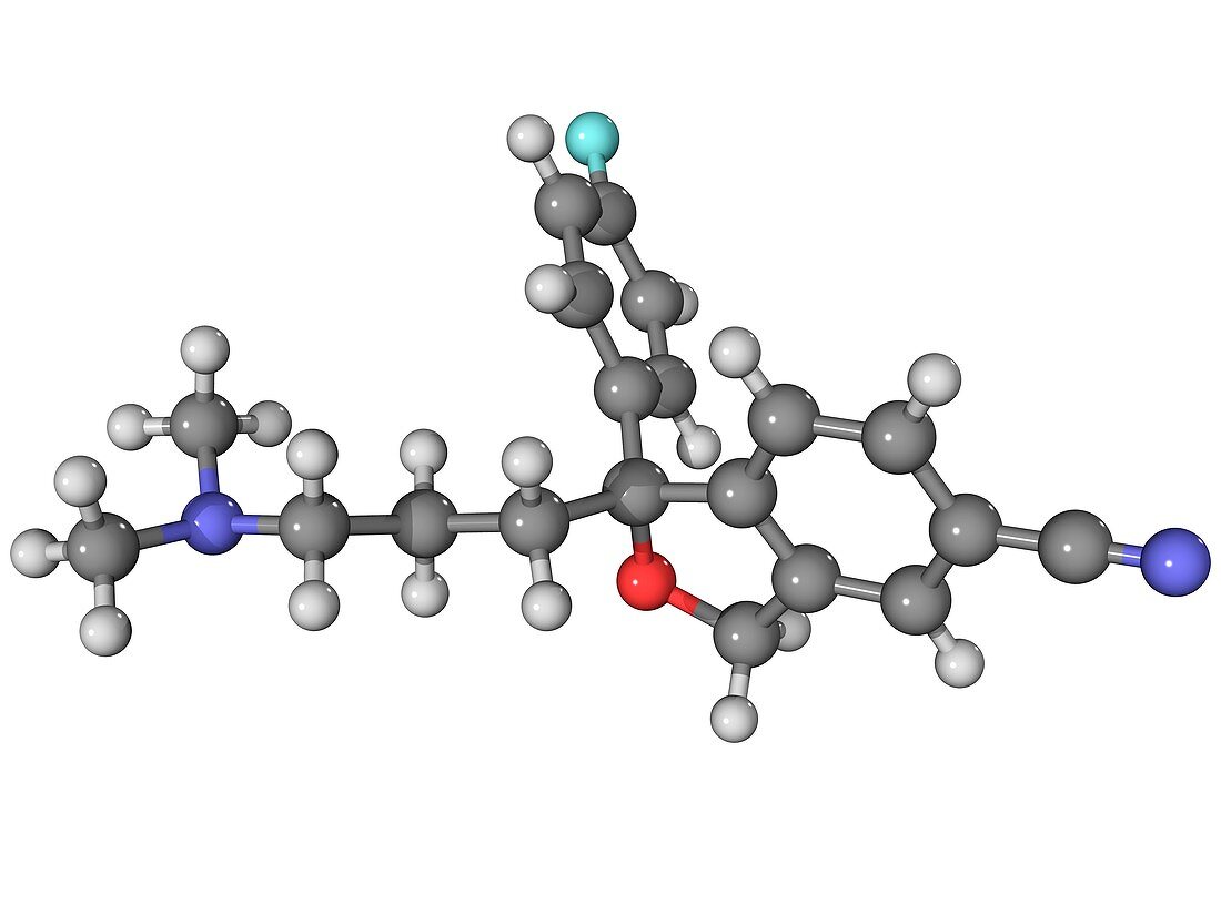 Citalopram antidepressant drug molecule