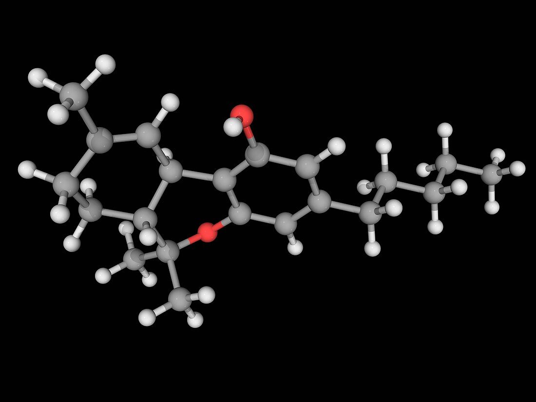 Tetrahydrocannabinol THC drug molecule