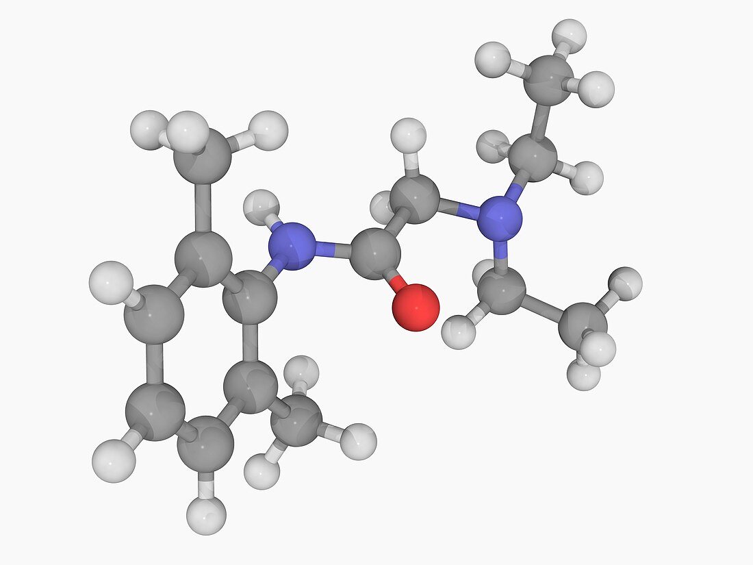 Lidocaine drug molecule