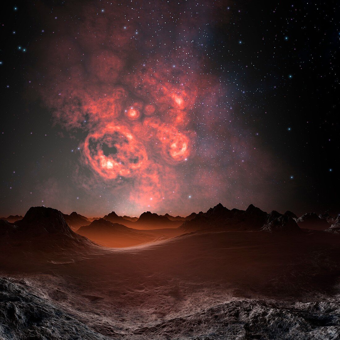 Nebula seen from an alien planet,artwork