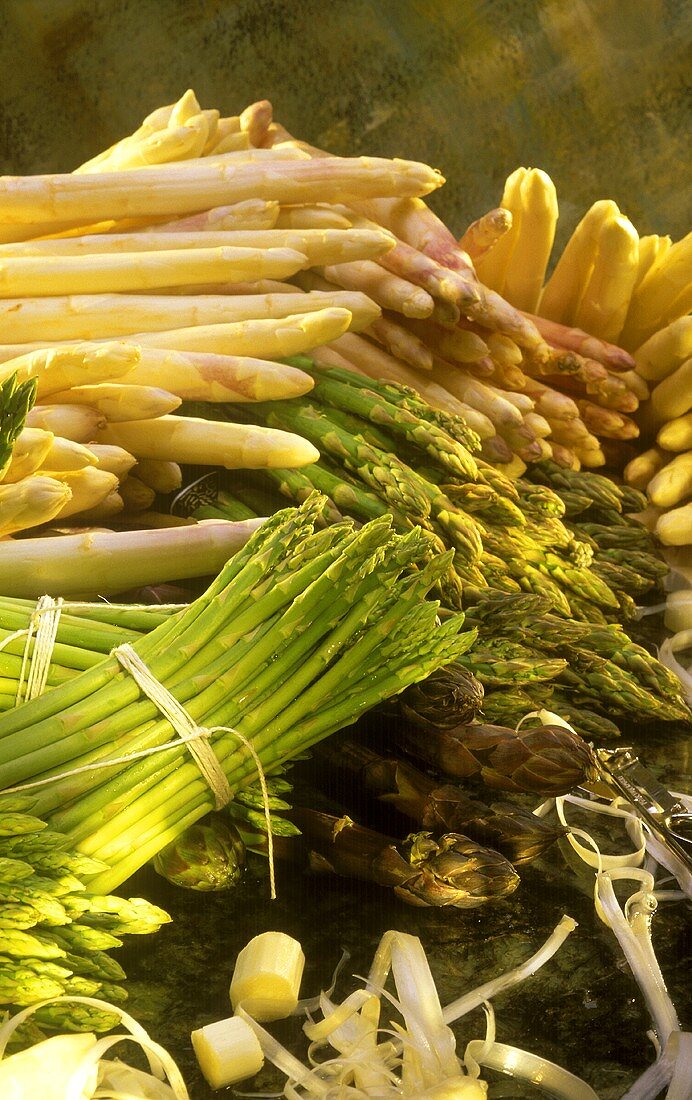 Many White and Green Asparagus Stalks