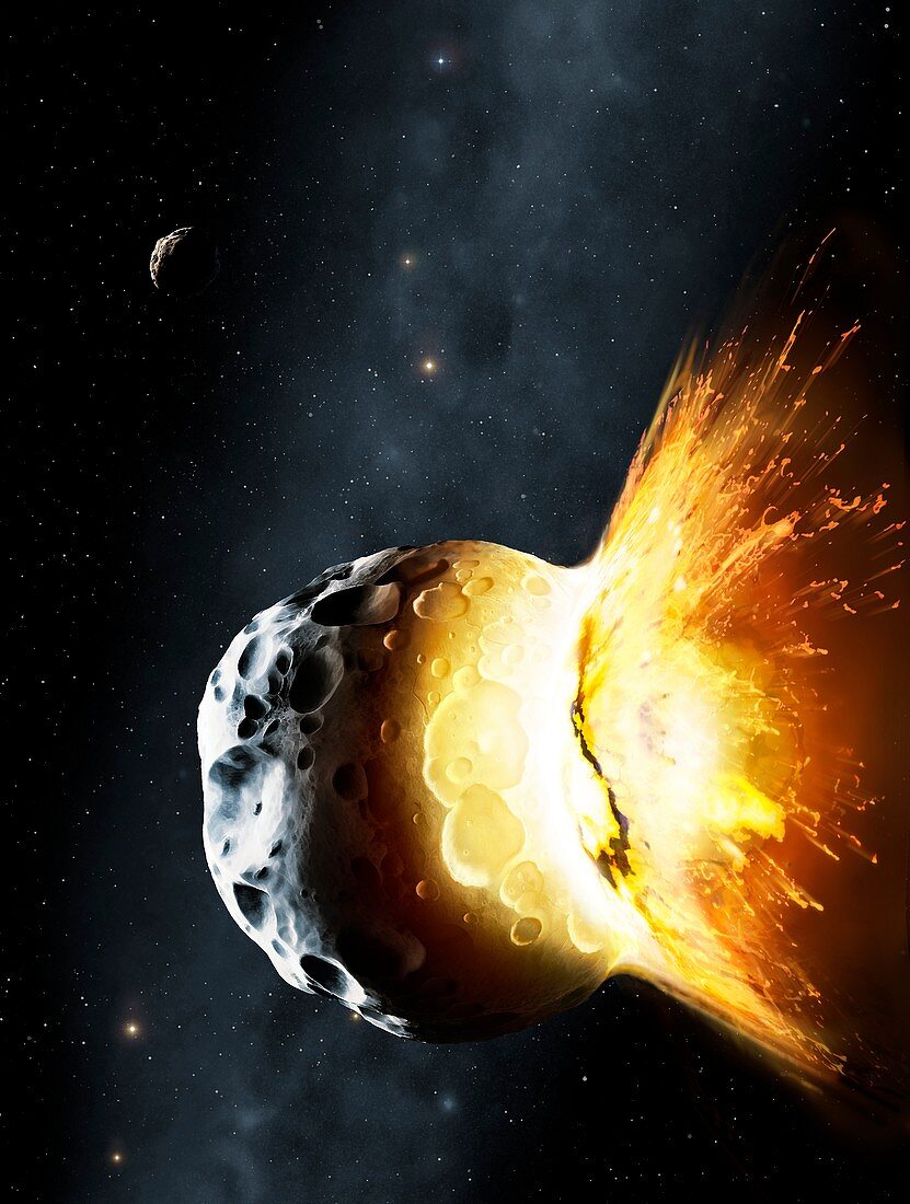 Collision between two asteroids