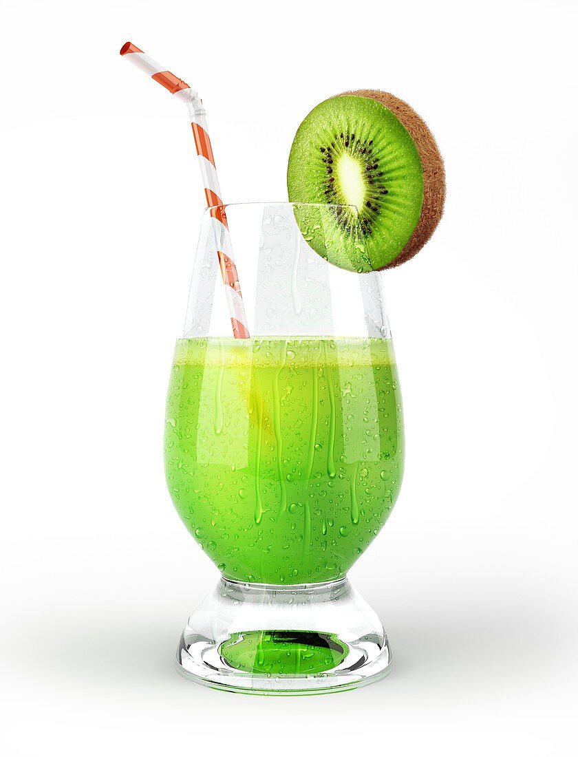 Glass of kiwi juice,artwork