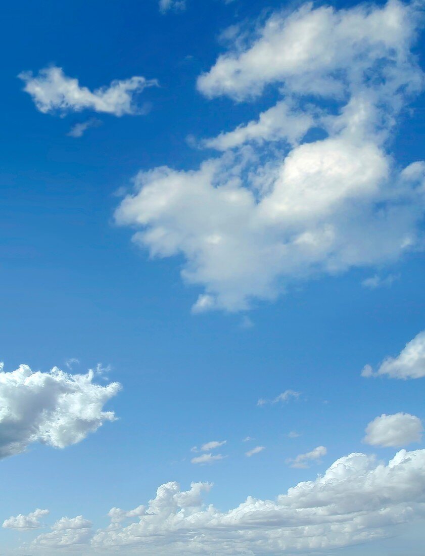 Blue sky with cumulus clouds,artwork