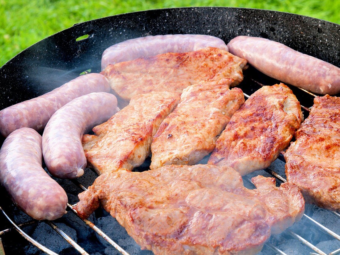 Meats on a barbecue