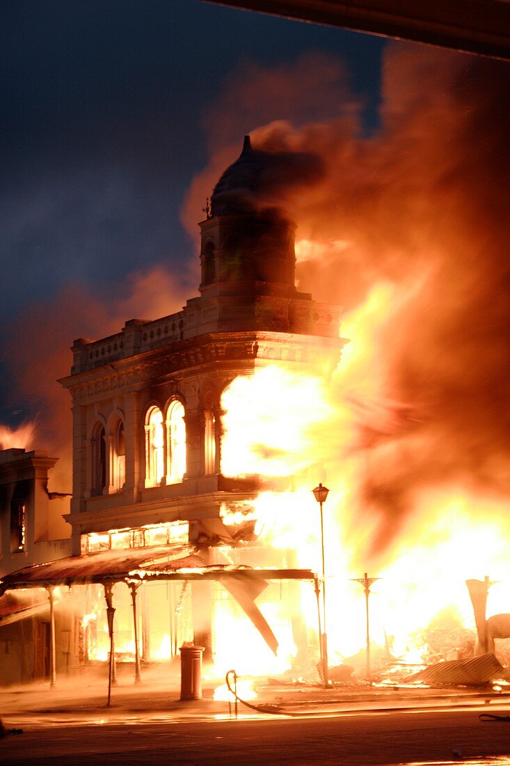 Building engulfed in flames