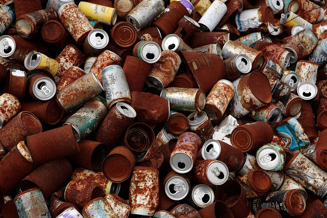 Rusting drink cans