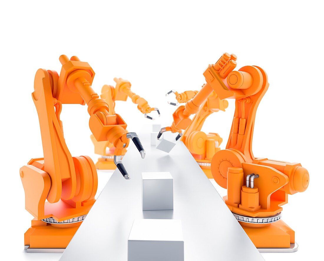 Robots on production line,artwork