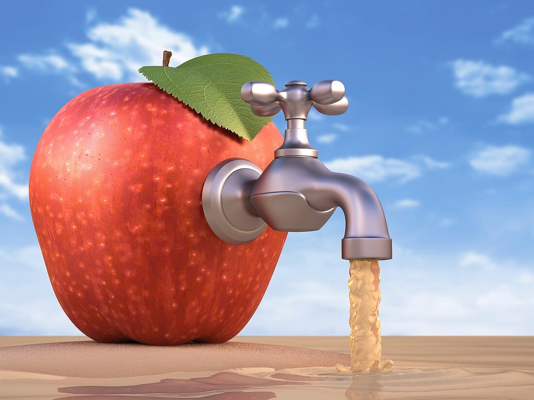 Red apple with a tap,artwork