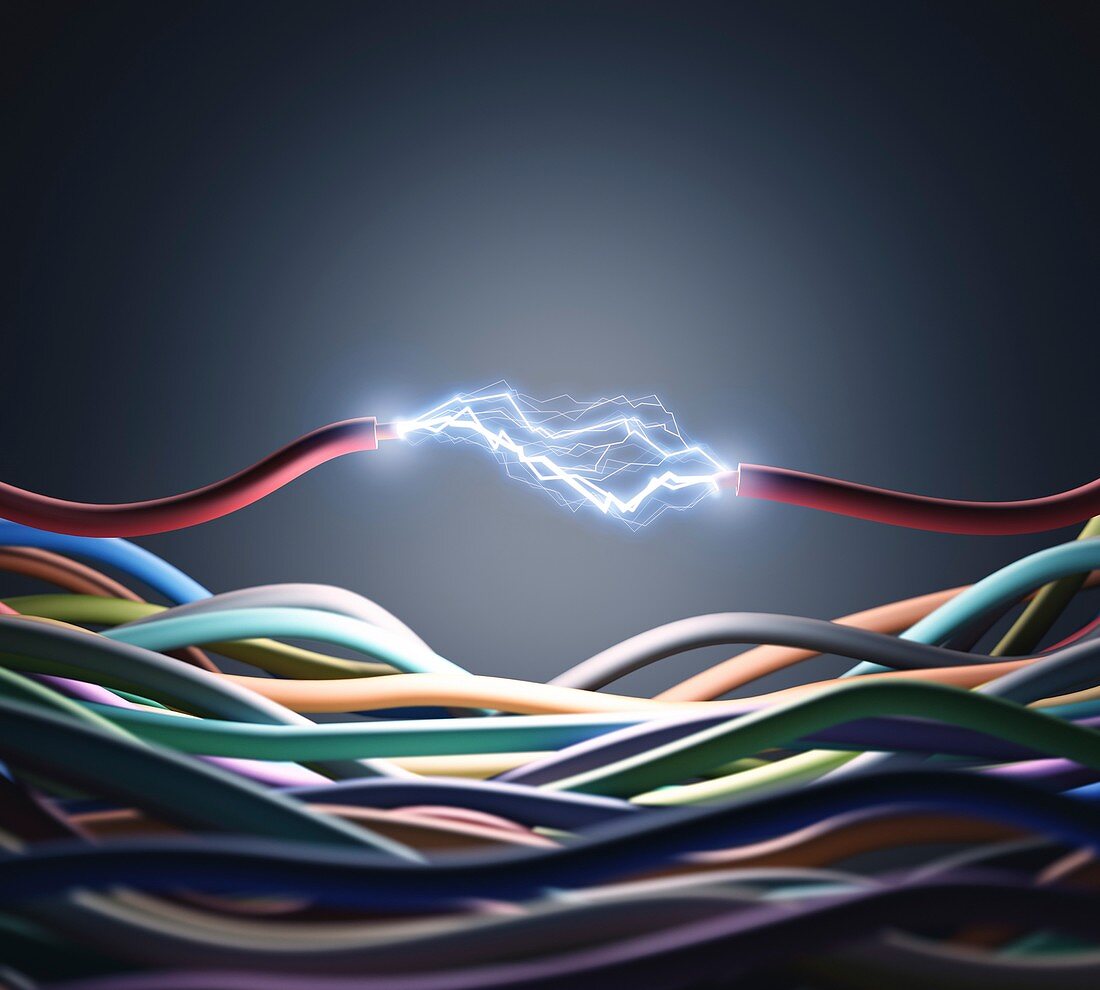 Electricity cable with sparks,artwork